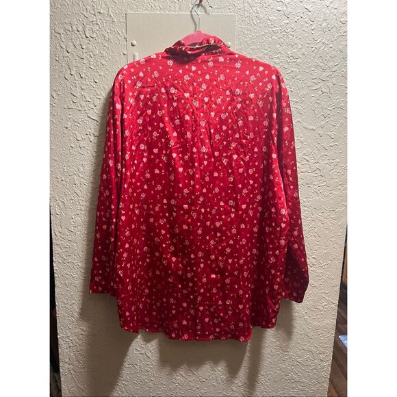 Victoria’s Secret Red With Hearts And Flowers Button Up Sleep Top Y2K Woman’s Si - Picture 12 of 15